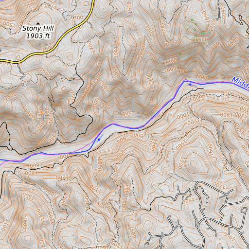 OpenTopoMap map of Buckeye Bar, CA