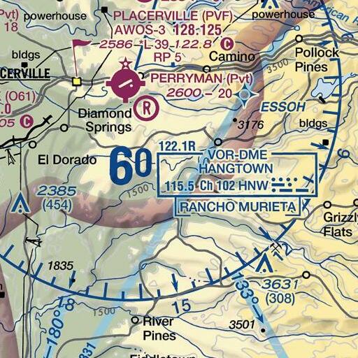 FAA VFR chart of Bucks Bar, CA