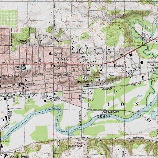 USGS 24K topo map of Harper Park, MI