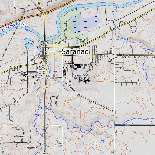OpenTopoMap map of Saranac Elementary School, MI