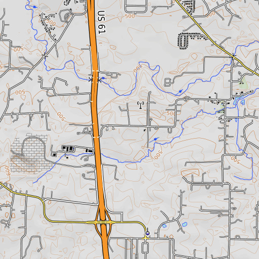 OpenTopoMap map of Compton Cemetery, MO