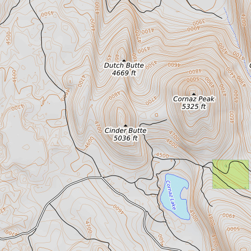 OpenTopoMap map of Cinder Butte, CA