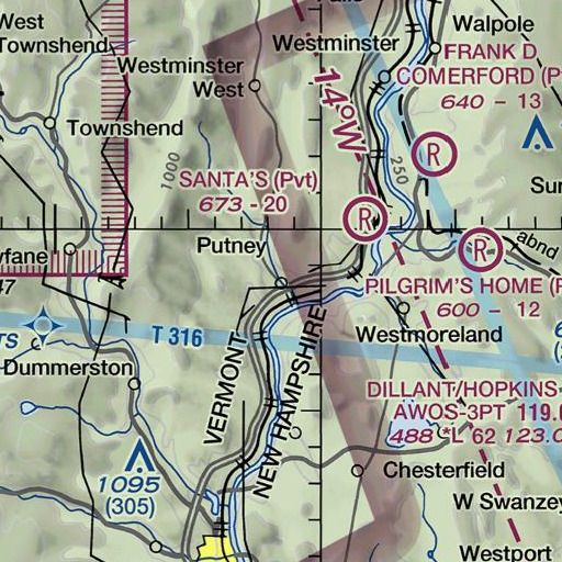 FAA VFR chart of Putney Census Designated Place, VT