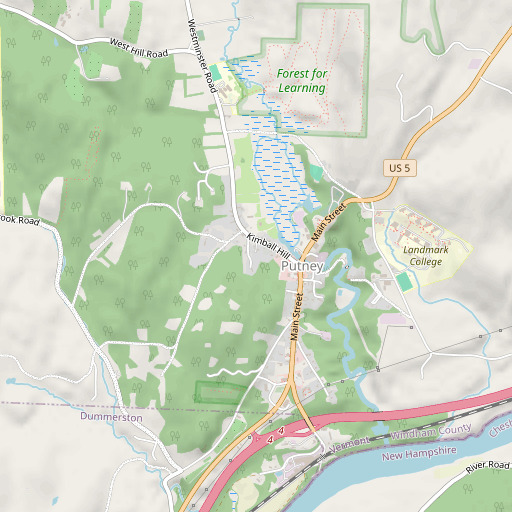 OpenStreetMap map of Putney Census Designated Place, VT