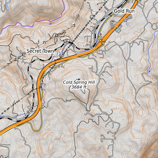 OpenTopoMap map of Cold Spring Hill, CA