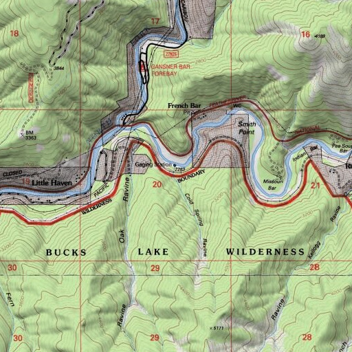 USGS 24K topo map of Cold Spring Ravine, CA