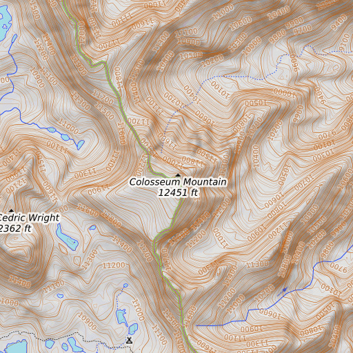 OpenTopoMap map of Colosseum Mountain, CA