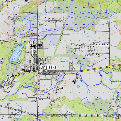 OpenTopoMap map of Onalaska Census Designated Place, WA