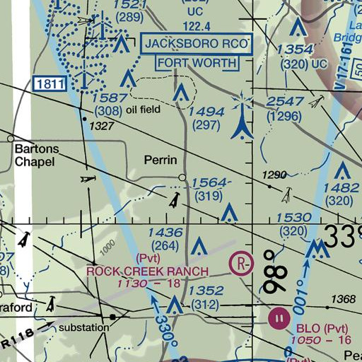 FAA VFR chart of Perrin Census Designated Place, TX