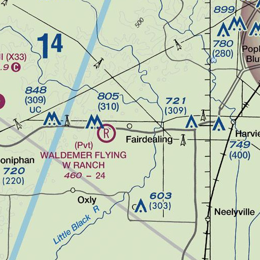 FAA VFR chart of Fairdealing Census Designated Place, MO