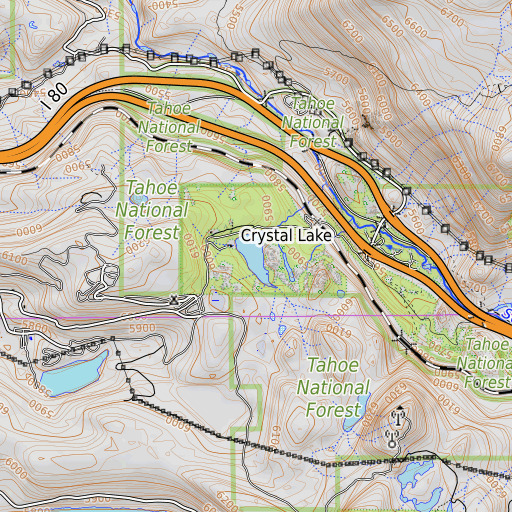 OpenTopoMap map of Crystal Lake, CA