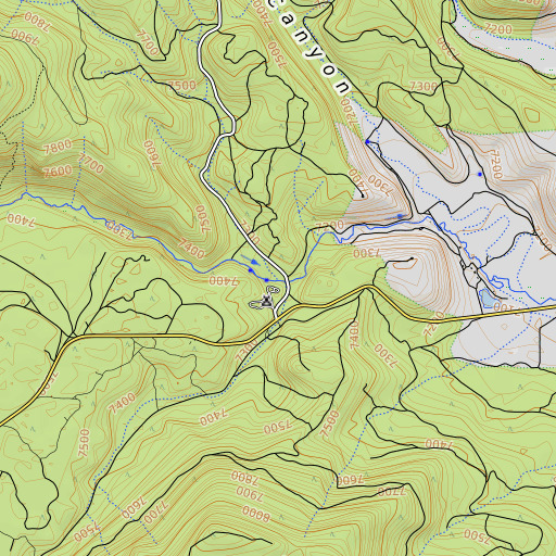 OpenTopoMap map of Deadman Creek, CA