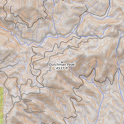 OpenTopoMap map of Dutchman Peak, CA