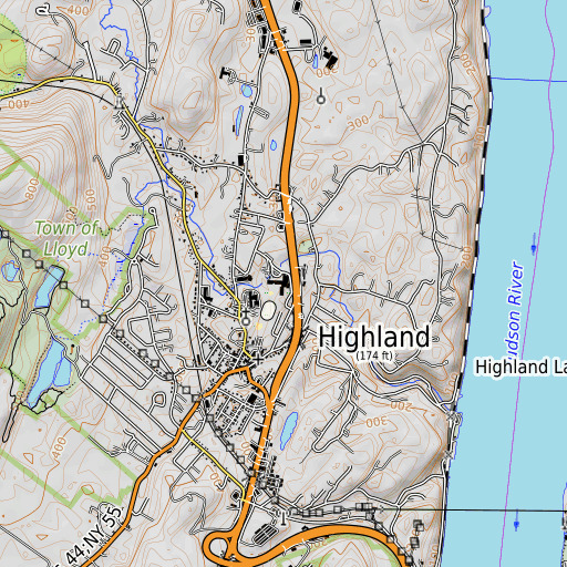 OpenTopoMap map of Highland Elementary School, NY