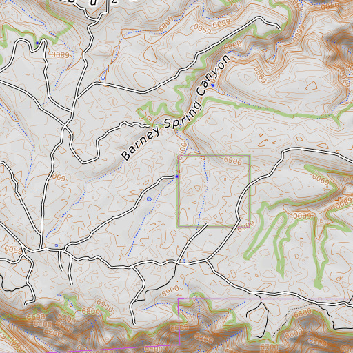OpenTopoMap map of Barney Spring, AZ