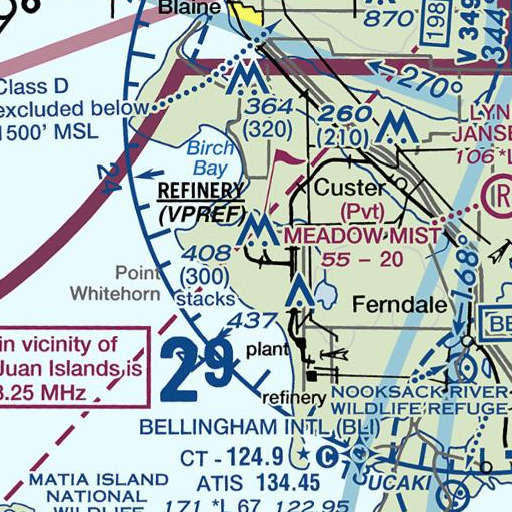 FAA VFR chart of Cherry Point Refinery, WA