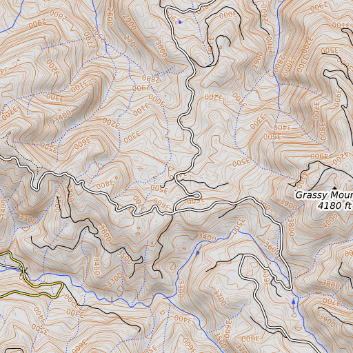 OpenTopoMap map of Grassy Flat, CA