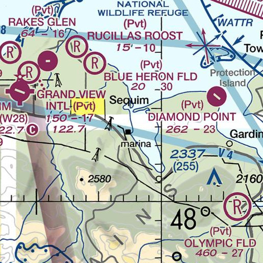 FAA VFR chart of John Wayne Marina, WA