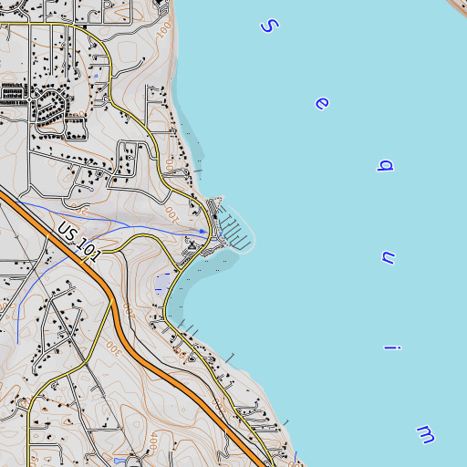 OpenTopoMap map of John Wayne Marina, WA