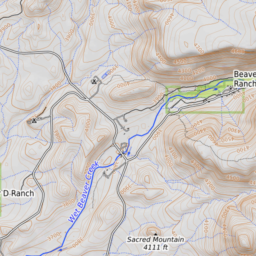 OpenTopoMap map of Beaver Creek Ranger Station, AZ