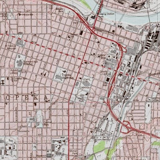 USGS 24K topo map of Dillon House, KS