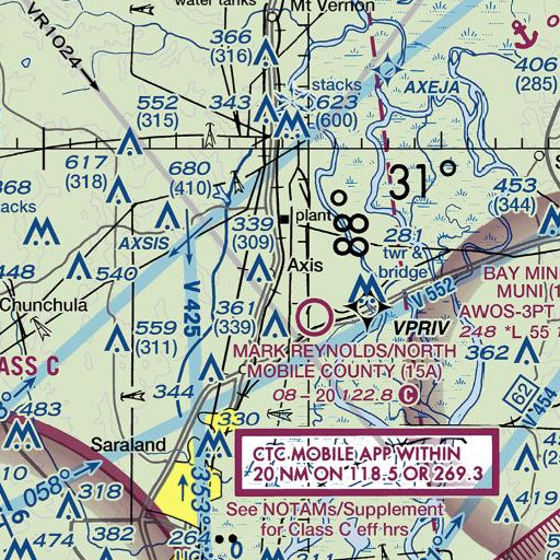 FAA VFR chart of Axis Census Designated Place, AL