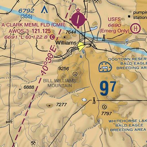 FAA VFR chart of Bill Williams Mountain, AZ
