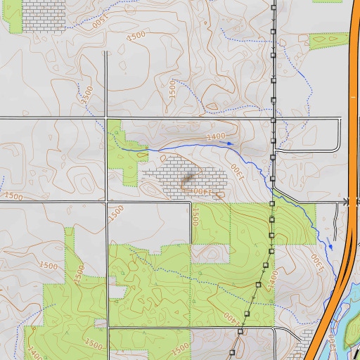 OpenTopoMap map of Ruby Red Quarry, WI