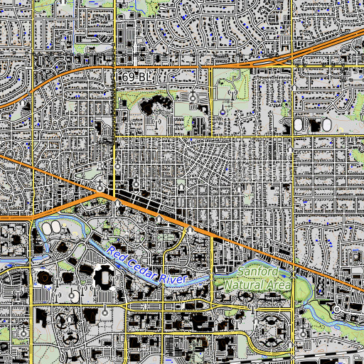 OpenTopoMap map of Bailey Park, MI