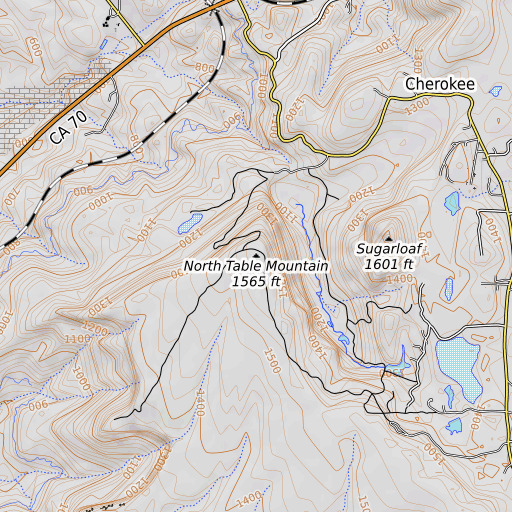 OpenTopoMap map of North Table Mountain, CA