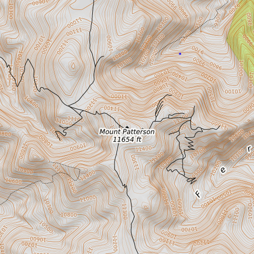 OpenTopoMap map of Mount Patterson, CA