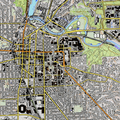 OpenTopoMap map of North Hall, MI