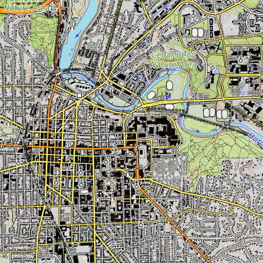 OpenTopoMap map of Taubman Library, MI