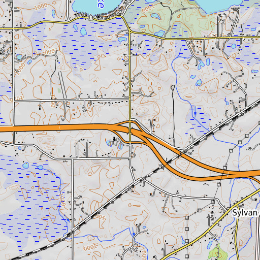OpenTopoMap map of Interchange 156, MI