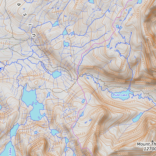 OpenTopoMap map of Piute Pass, CA