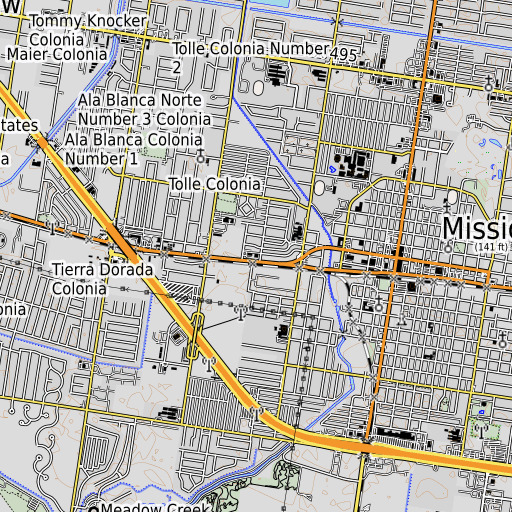 OpenTopoMap map of Preferred Ambulance, TX