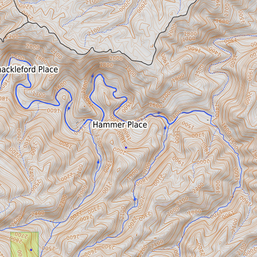 OpenTopoMap map of Secret Flat, CA