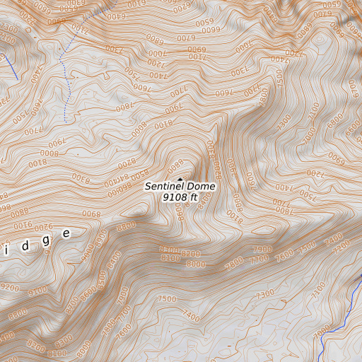 OpenTopoMap map of Sentinel Dome, CA