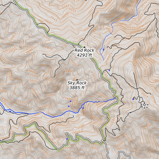 OpenTopoMap map of Sky Rock, CA