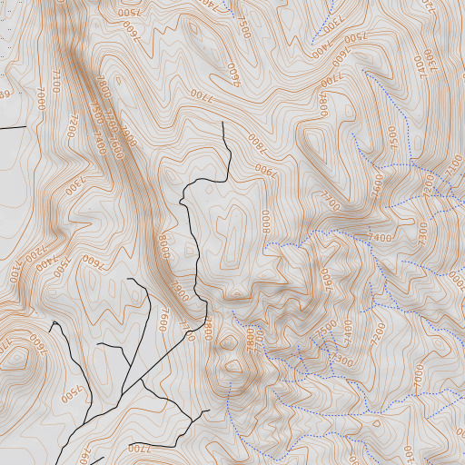 OpenTopoMap map of Benton Range, CA
