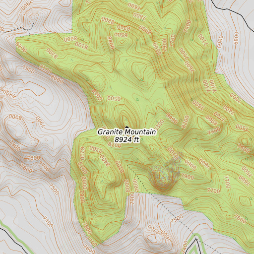 OpenTopoMap map of Granite Mountain, CA