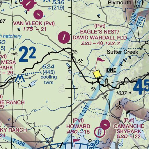 FAA VFR chart of Sutter Creek, CA