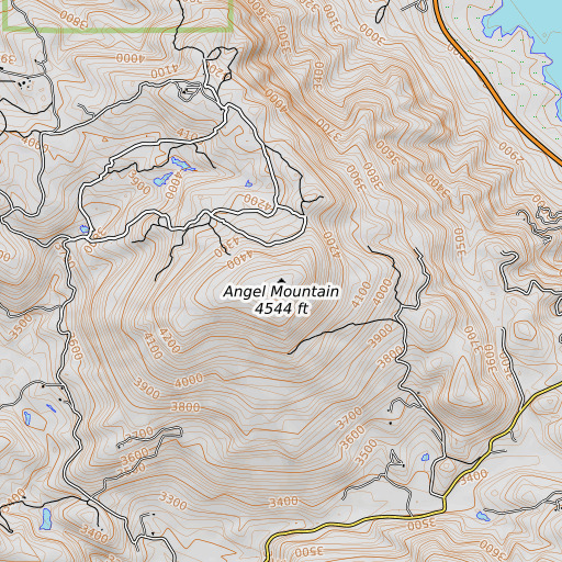 OpenTopoMap map of Angel Mountain, CA