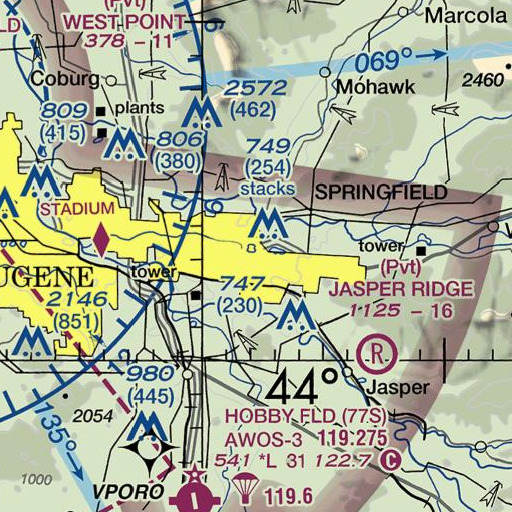 FAA VFR chart of Weyerhaeuser Timberlands, OR