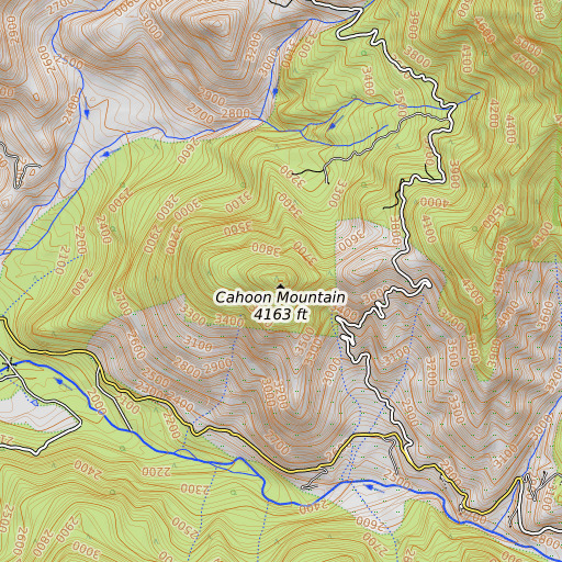 OpenTopoMap map of Cahoon Mountain, CA