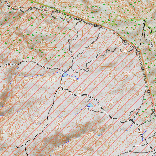 OpenTopoMap map of Case Spring, CA