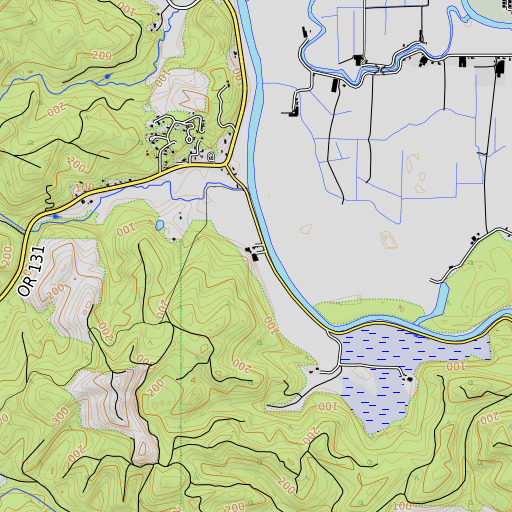 OpenTopoMap map of B B Dairy, OR