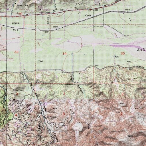 USGS 24K topo map of Frey Canyon, CA