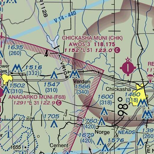 FAA VFR chart of Verden Elementary School, OK