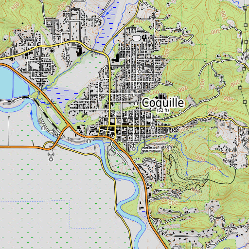 OpenTopoMap map of Coos County Jail, OR
